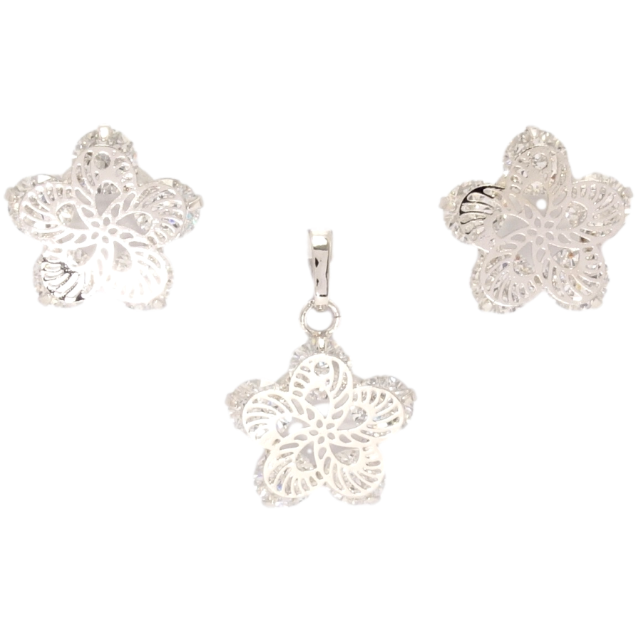 Набір Xuping Родій Сережки Кулон Кристали з квітковою накладкою фото №1