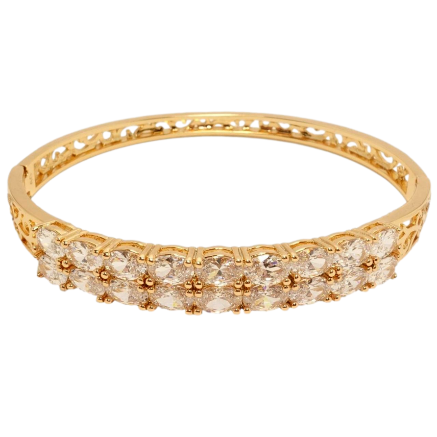 Браслет Xuping Позолота 18K Подвійна доріжка кристалів ø 6см фото №1 Браслет Xuping Позолота 18K Подвійна доріжка кристалів ø 6см фото №1
