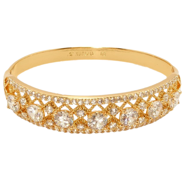 Браслет Xuping Позолота 18K Утонченный орнамент с цирконием ø 6см фото №1 Браслет Xuping Позолота 18K Утонченный орнамент с цирконием ø 6см фото №1