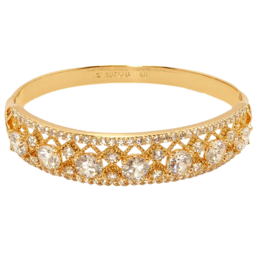 Браслет Xuping Позолота 18K Утонченный орнамент с цирконием ø 6см фото №1 Браслет Xuping Позолота 18K Утонченный орнамент с цирконием ø 6см фото №1