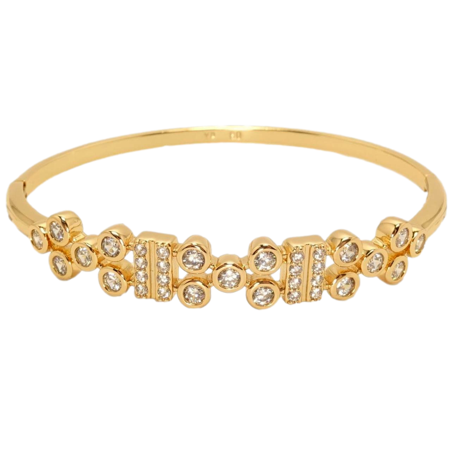 Браслет Xuping Позолота 18K Орнамент кристалами в ободковій оправі ø 6,5см фото №1 Браслет Xuping Позолота 18K Орнамент кристалами в ободковій оправі ø 6,5см фото №1