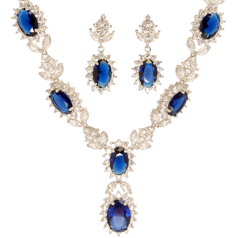 Набір Xuping Родій Сережки Кольє Чарівний блиск кристалів розмір 44см х 11мм фото №1