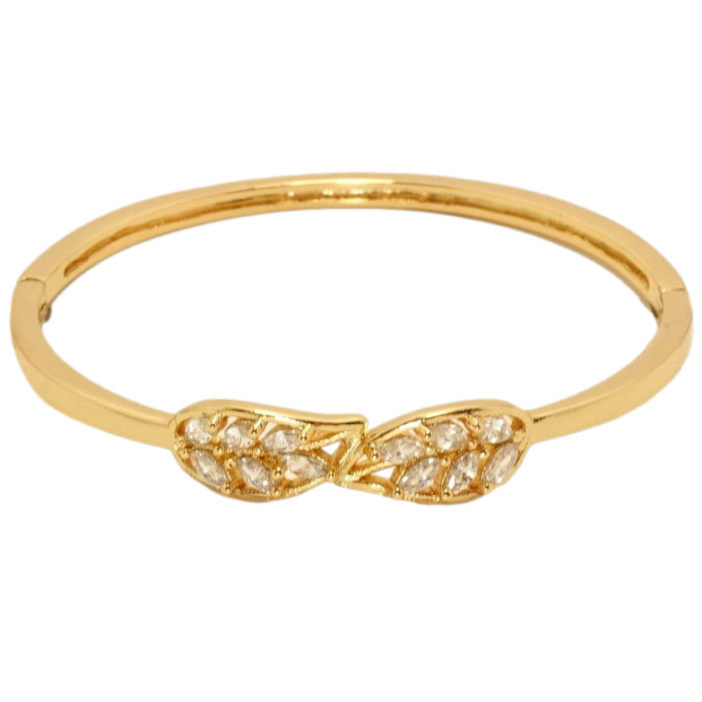 Браслет Xuping Позолота 18K Листики с цирконием ø 5,6см фото №1 Браслет Xuping Позолота 18K Листики с цирконием ø 5,6см фото №1