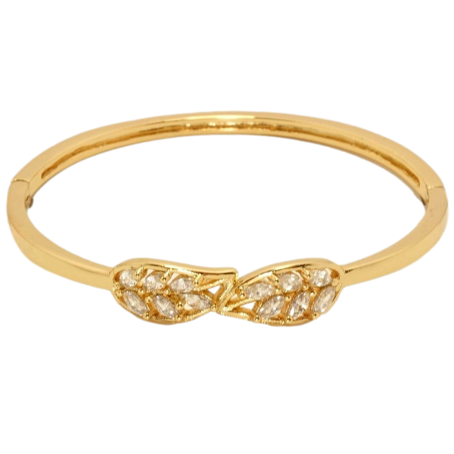 Браслет Xuping Позолота 18K Листики с цирконием ø 5,6см фото №1 Браслет Xuping Позолота 18K Листики с цирконием ø 5,6см фото №1