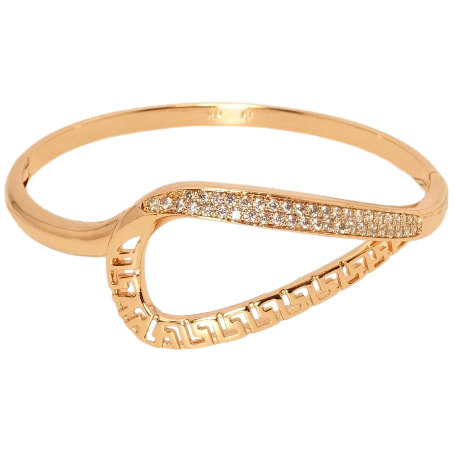 Браслет Xuping Позолота РВ Візерунок петелька з інкрустацією цирконієм і різьбленим орнаментом ø 5,8см фото №1 Браслет Xuping Позолота РВ Візерунок петелька з інкрустацією цирконієм і різьбленим орнаментом ø 5,8см фото №1