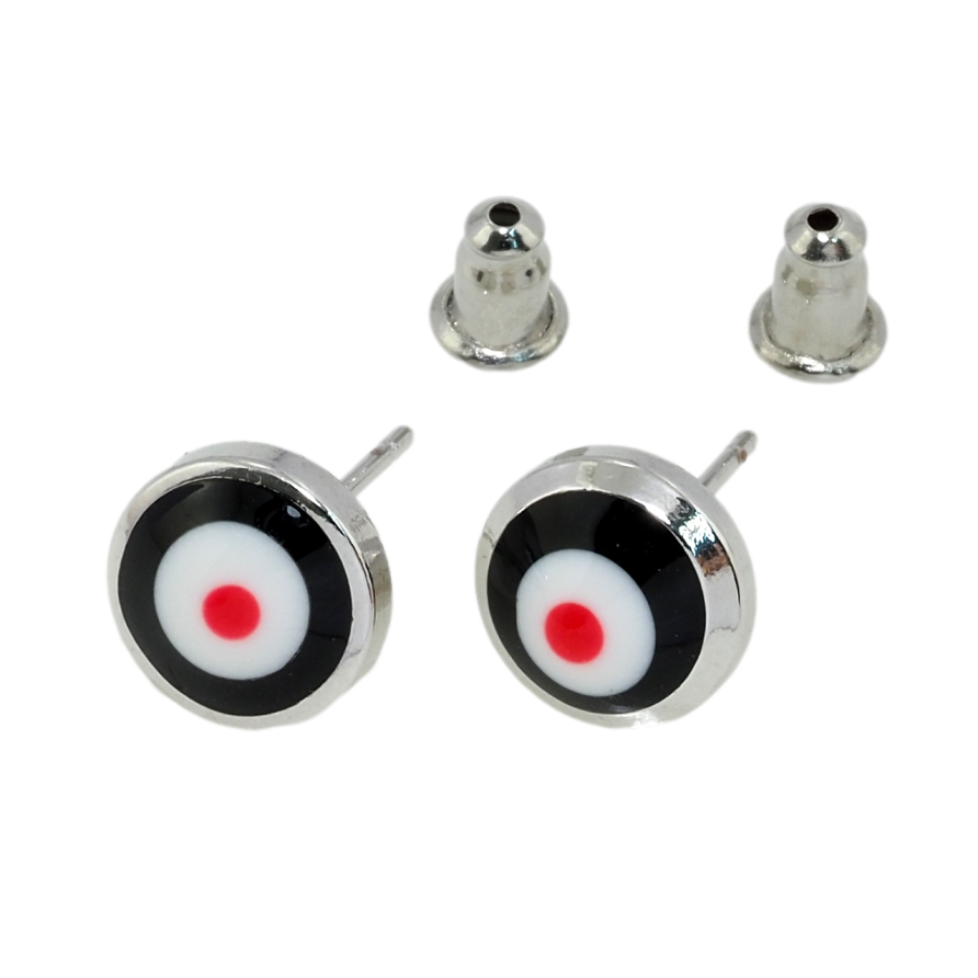 Сережки Xuping Родій пусети Оберіг чорне Око Фатіми ø 9мм фото №1 Сережки Xuping Родій пусети Оберіг чорне Око Фатіми ø 9мм фото №1