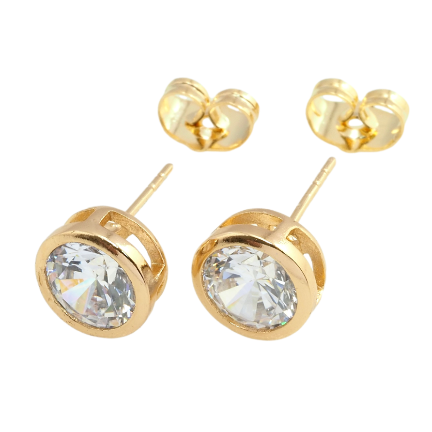 Сережки Xuping Позолота 18K пусети Кристали в ободковій оправі ø 9мм фото №1