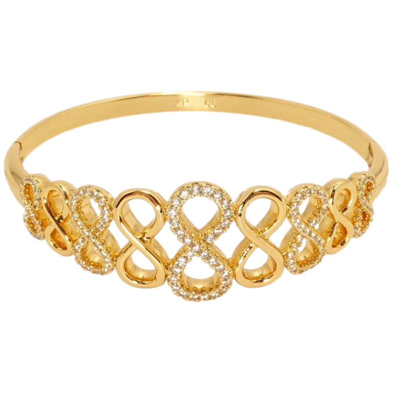 Браслет Xuping Позолота 18K Узор из восьмерок с цирконием ø 6см фото №1 Браслет Xuping Позолота 18K Узор из восьмерок с цирконием ø 6см фото №1