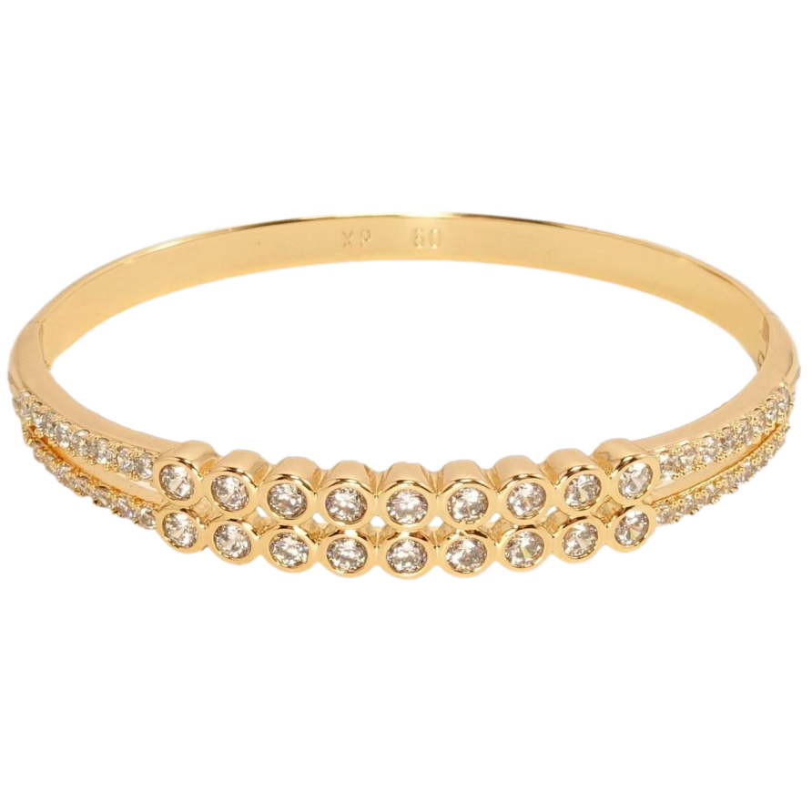 Браслет Xuping Позолота 18K Кристальные дорожки ø 6см фото №1 Браслет Xuping Позолота 18K Кристальные дорожки ø 6см фото №1