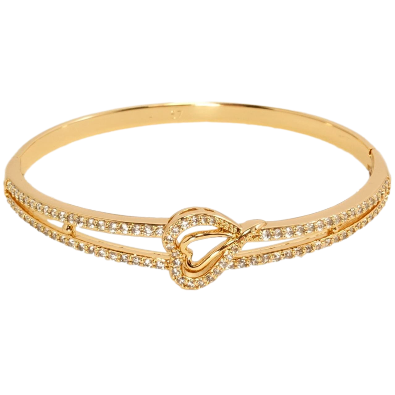 Браслет Xuping Позолота 18K Двойная дорожка циркония с сердечками ø 5,6см фото №2 Браслет Xuping Позолота 18K Двойная дорожка циркония с сердечками ø 5,6см фото №2