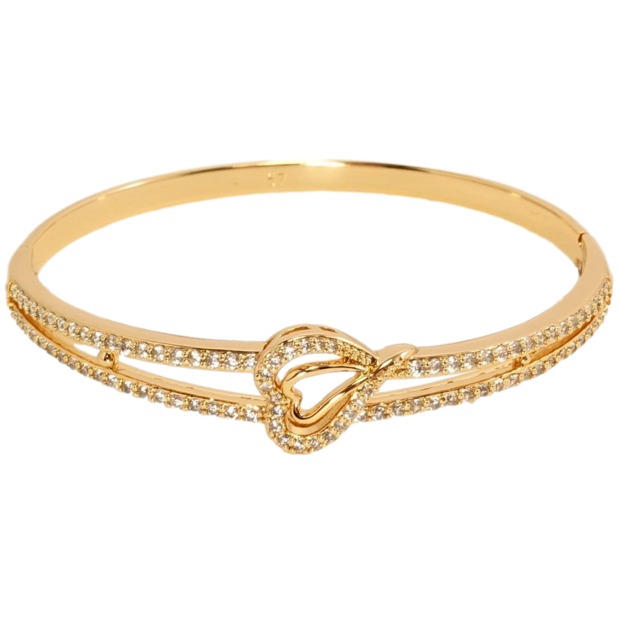 Браслет Xuping Позолота 18K Подвійна доріжка цирконію з сердечками ø 5,6см фото №1 Браслет Xuping Позолота 18K Подвійна доріжка цирконію з сердечками ø 5,6см фото №1