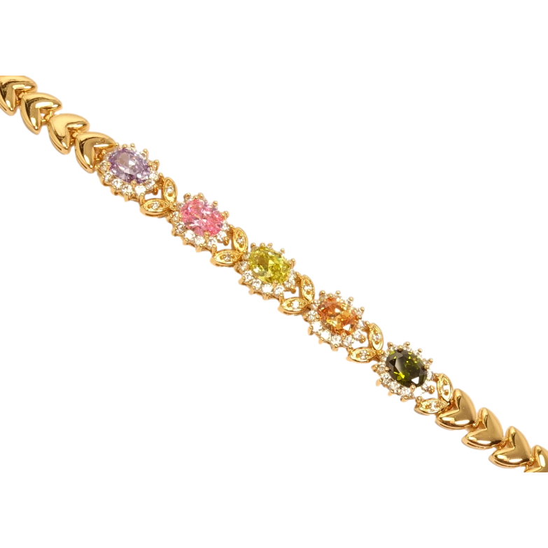 Браслет Xuping Позолота 18K Колосок вставки цветные кристаллы с доп.замком длина 16.5; 19.5см х 8мм фото №1