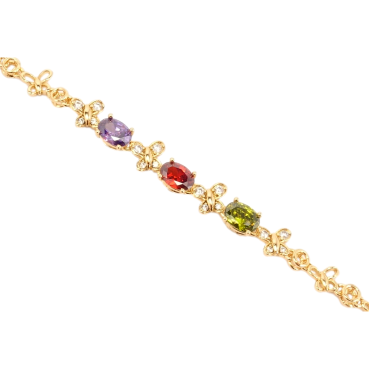 Браслет Xuping Позолота 18K Метелики та три яскраві різнокольорові кристали довжина з дод. замком 17,5см; 20,5см фото №8 Браслет Xuping Позолота 18K Метелики та три яскраві різнокольорові кристали довжина з дод. замком 17,5см; 20,5см фото №8