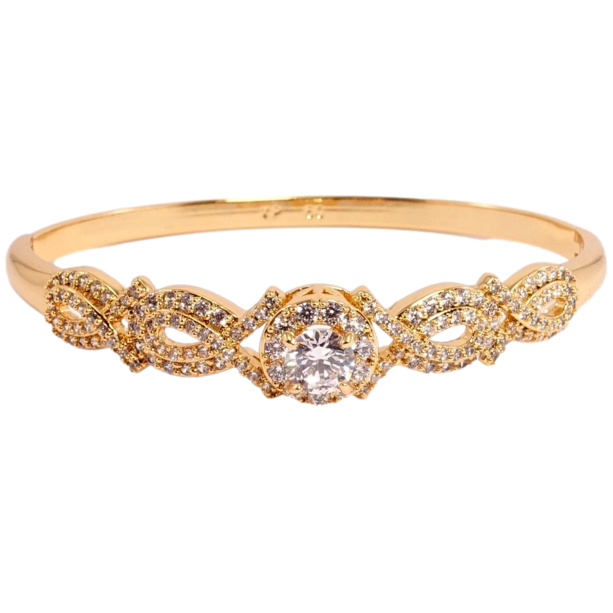 Браслет Xuping Позолота 18K Петельки цирконій із кристалом у круглій оправі ø 6см фото №1 Браслет Xuping Позолота 18K Петельки цирконій із кристалом у круглій оправі ø 6см фото №1