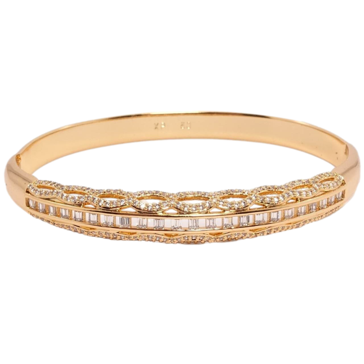 Браслет Xuping Позолота 18K По канту ланцюжка з овальних ланок з інкрустацією цирконій ø 6см фото №5