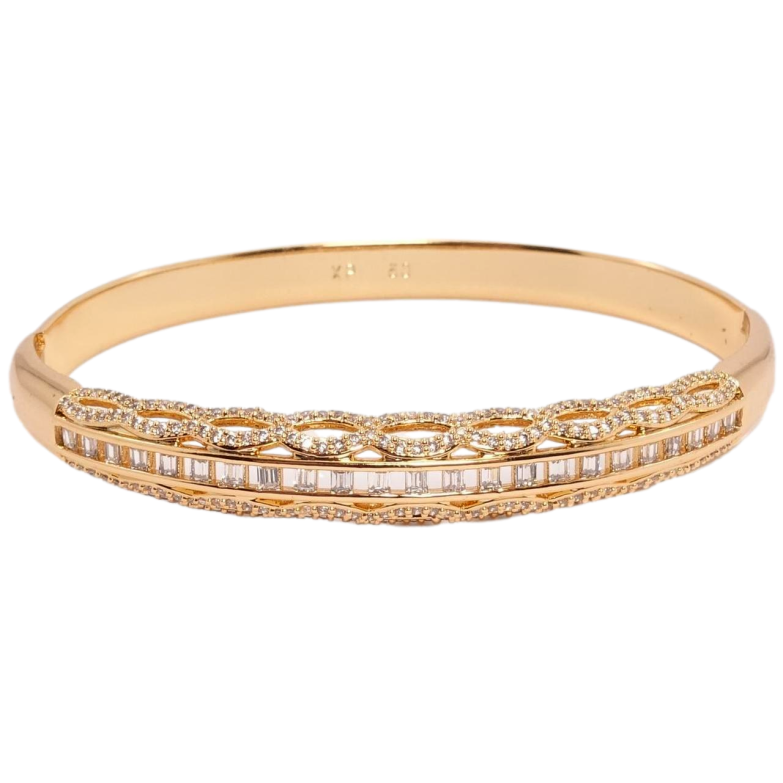 Браслет Xuping Позолота 18K По канту цепочки из овальных звеньев с инкрустацией цирконий ø 6см фото №1