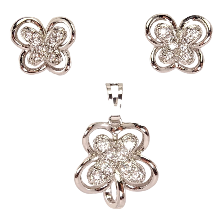 Набір Xuping Родій Сережки Кулон Метелики фото №2 Набір Xuping Родій Сережки Кулон Метелики фото №2