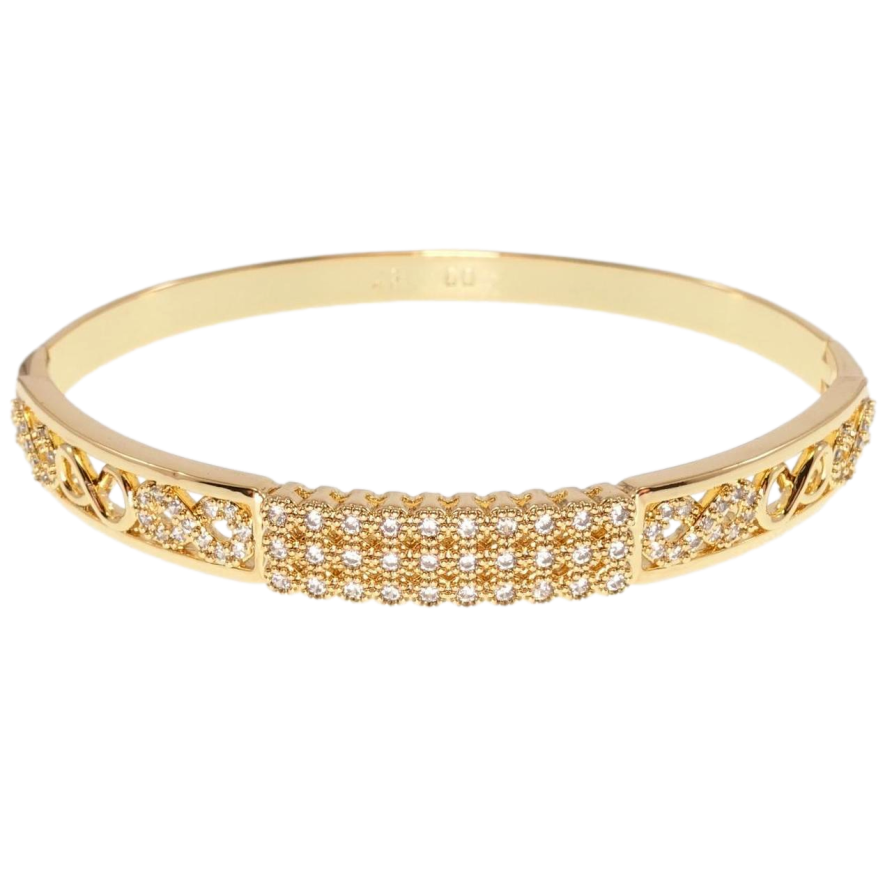 Браслет Xuping Позолота 18K Орнамент нескінченність із вставкою з цирконію ø 6см фото №1 Браслет Xuping Позолота 18K Орнамент нескінченність із вставкою з цирконію ø 6см фото №1