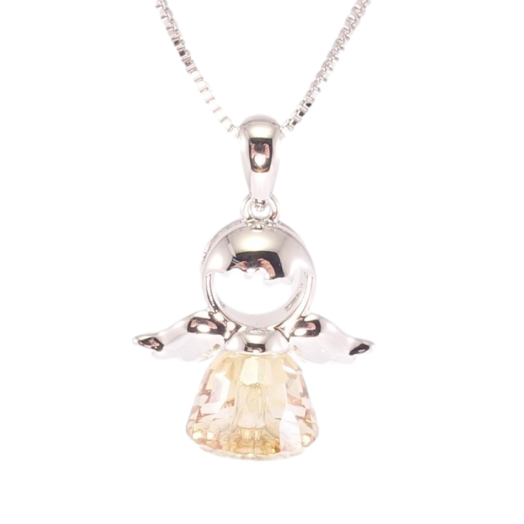 Кулон Xuping цвет Родий с кр-ми Swarovski на цепочке Ангел с кристаллом Golden Shadow дл. 38,5-44см х 1мм фото №22