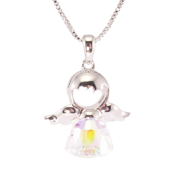 Кулон Xuping колір Родій з кр-ми Swarovski на ланцюжку Ангел із кристалом АВ дл. 38,5-44см х 1мм фото №4 Кулон Xuping колір Родій з кр-ми Swarovski на ланцюжку Ангел із кристалом АВ дл. 38,5-44см х 1мм фото №4