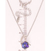 Кулон Xuping колір Родій з кр-ми Swarovski на ланцюжку Кристальний куб Majestic Blue з петелькою дл. 39-44,5см х фото №2