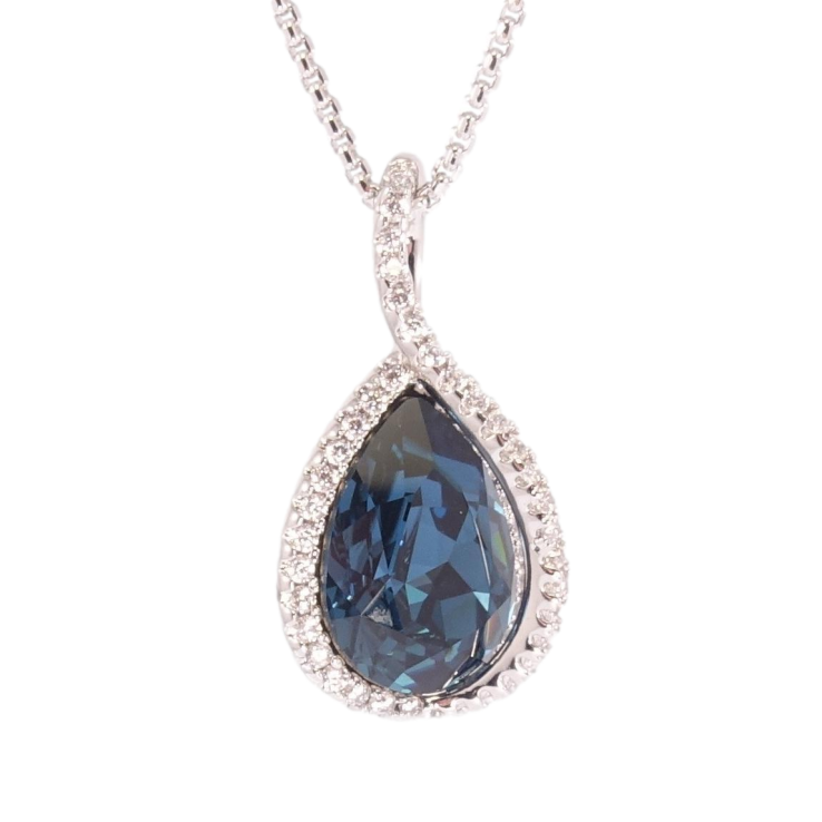 Кулон Xuping колір Родій з кр-ми Swarovski на ланцюжку Кристальна крапля Montana в обрамленні дл. 46,5см х фото №20 Кулон Xuping колір Родій з кр-ми Swarovski на ланцюжку Кристальна крапля Montana в обрамленні дл. 46,5см х фото №20