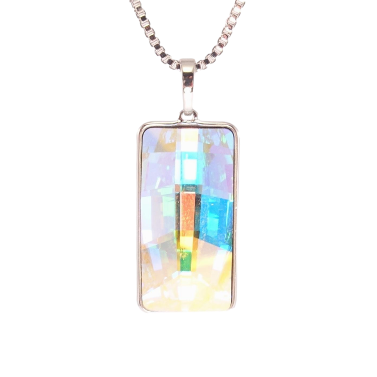 Кулон Xuping колір Родій з кр-ми Swarovski на ланцюжку Прямокутний кристал АВ дл.39-44см х 2мм фото №8 Кулон Xuping колір Родій з кр-ми Swarovski на ланцюжку Прямокутний кристал АВ дл.39-44см х 2мм фото №8