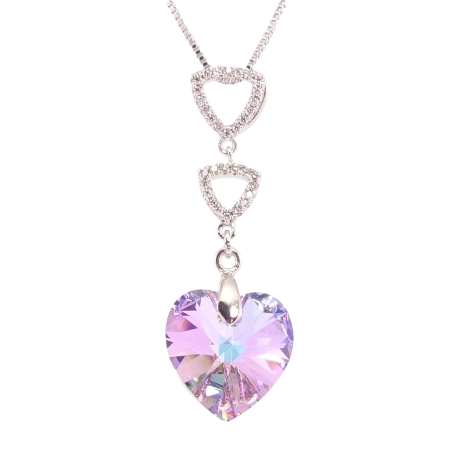 Кулон Xuping цвет Родий с кр-ми Swarovski на ц-ке Треугольники с кристальным сердечком Paradise Shinе фото №1