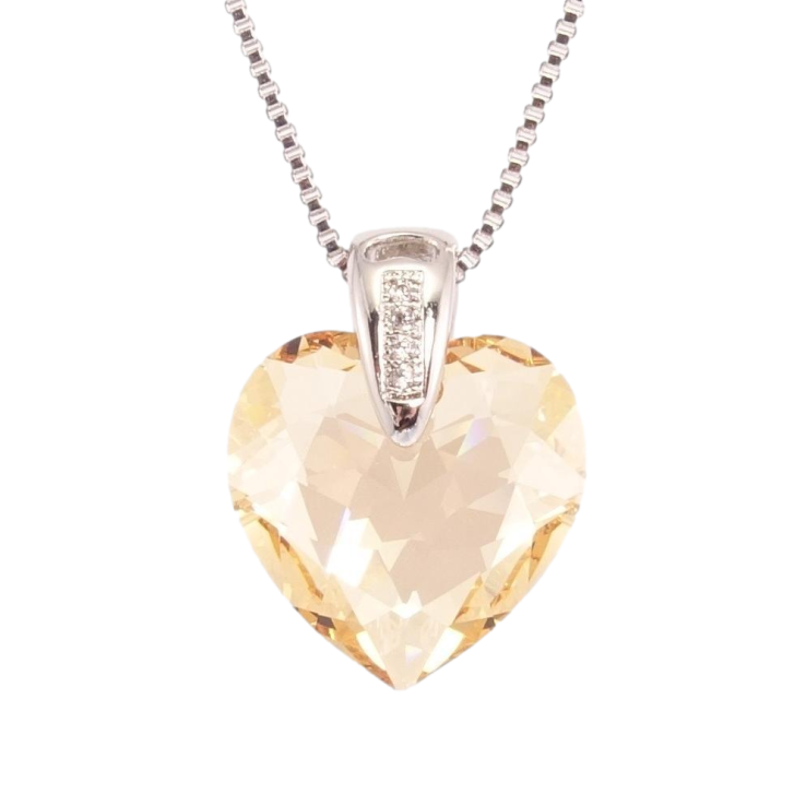 Кулон Xuping цвет Родий с кр-ми Swarovski на ц-ке Кристальное сердце Golden Shadow дл.39,5-44,5см х 1мм фото №22 Кулон Xuping цвет Родий с кр-ми Swarovski на ц-ке Кристальное сердце Golden Shadow дл.39,5-44,5см х 1мм фото №22