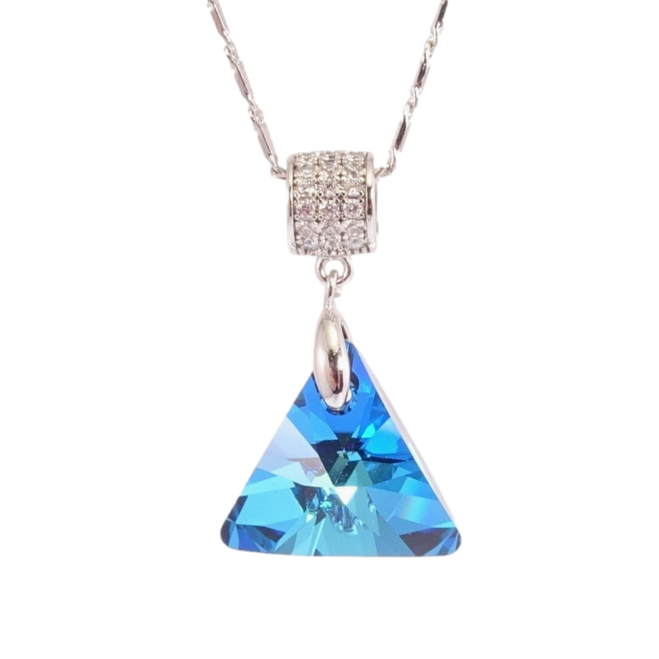Кулон Xuping колір Родій з кр-ми Swarovski на ланцюжку Кристальний трикутник Capri Blue дл.40-45см х 2мм фото №11 Кулон Xuping колір Родій з кр-ми Swarovski на ланцюжку Кристальний трикутник Capri Blue дл.40-45см х 2мм фото №11
