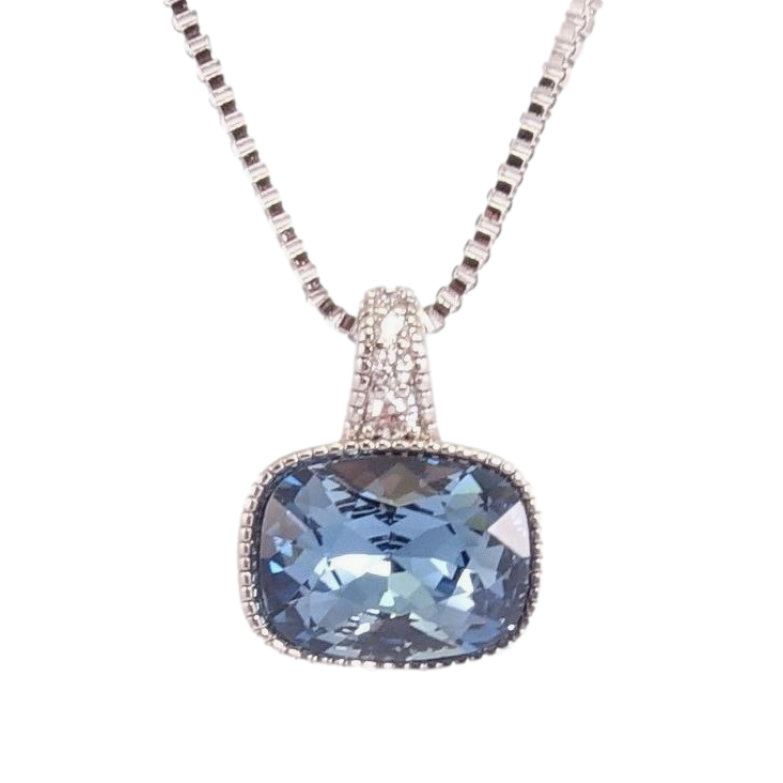 Кулон Xuping цвет Родий с кр-ми Swarovski на цепочке Кристалл Montana дл.40-45см х 1мм фото №1