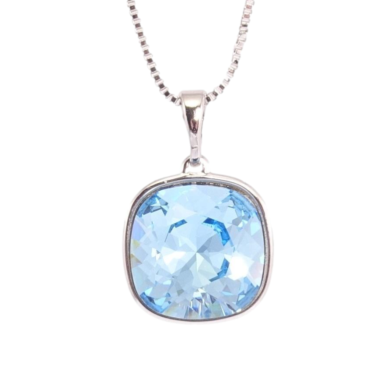 Кулон Xuping колір Родій з кр-ми Swarovski на ланцюжку Кристал Aquamarine дл.41-46см х 1мм фото №2