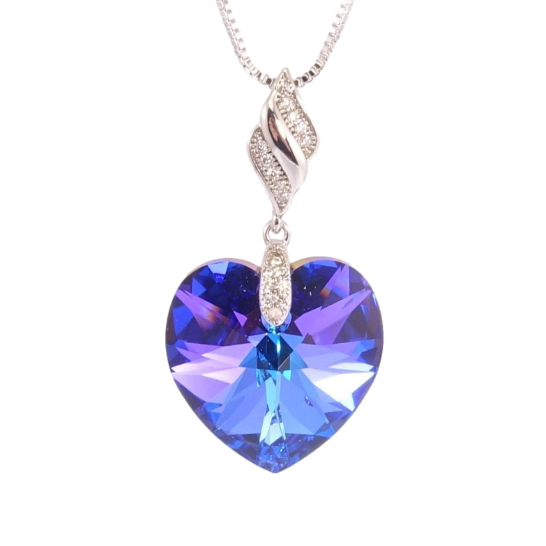 Кулон Xuping колір Родій з кр-ми Swarovski на ланцюжку Кристал Majestic Blue дл.42-47см х 1мм фото №1