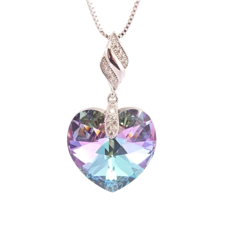 Кулон Xuping цвет Родий с кр-ми Swarovski на цепочке Кристальное сердце Paradise Shine дл.41-46см х 1мм фото №12