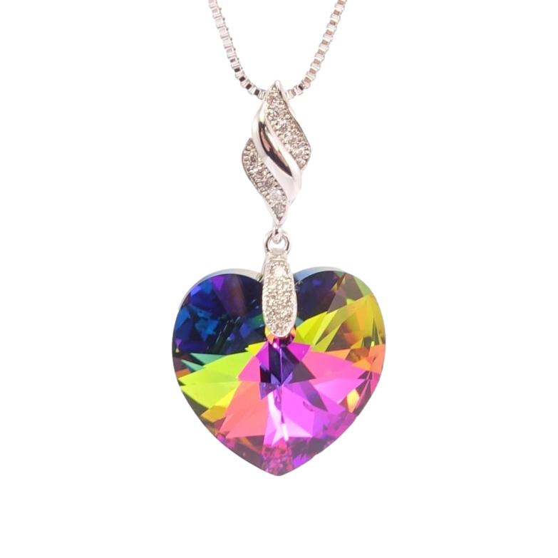 Кулон Xuping колір Родій з кр-ми Swarovski на ланцюжку Кристальне серце Vitrail Medium дл.42-47см х 1мм фото №1