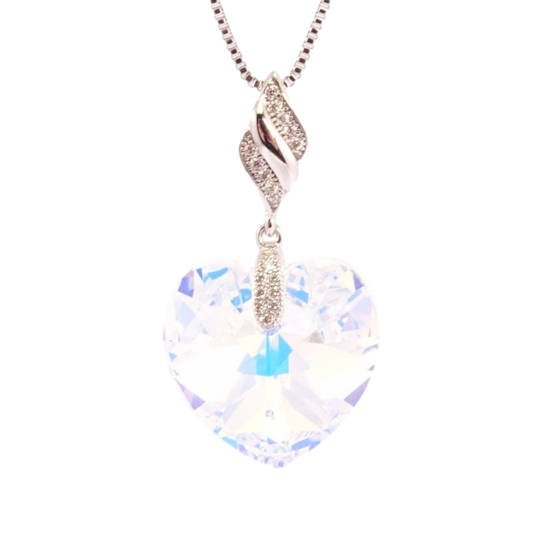 Кулон Xuping колір Родій з кр-ми Swarovski на ланцюжку Кристальне серце Shimmer дл.42-47см х 1мм фото №1 Кулон Xuping колір Родій з кр-ми Swarovski на ланцюжку Кристальне серце Shimmer дл.42-47см х 1мм фото №1