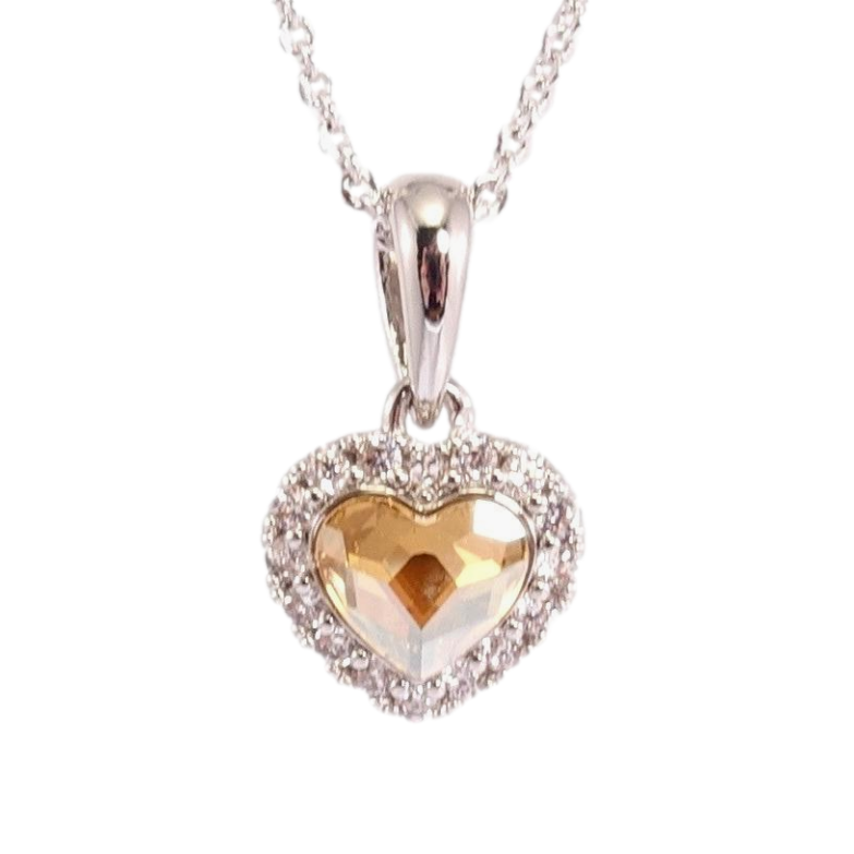 Кулон Xuping цвет Родий с кр-ми Swarovski на цепочке Кристальное сердце Topaz в обрамлении кристаллов фото №1
