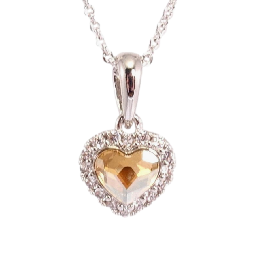 Кулон Xuping цвет Родий с кр-ми Swarovski на цепочке Кристальное сердце Topaz в обрамлении кристаллов фото №1