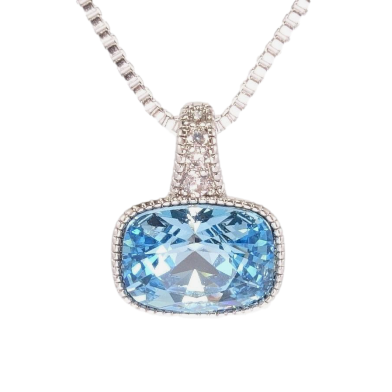 Кулон Xuping цвет Родий с кр-ми Swarovski на цепочке Кристалл Aquamarine дл.40-45см х 1мм фото №1