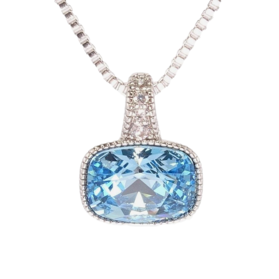 Кулон Xuping цвет Родий с кр-ми Swarovski на цепочке Кристалл Aquamarine дл.40-45см х 1мм фото №1