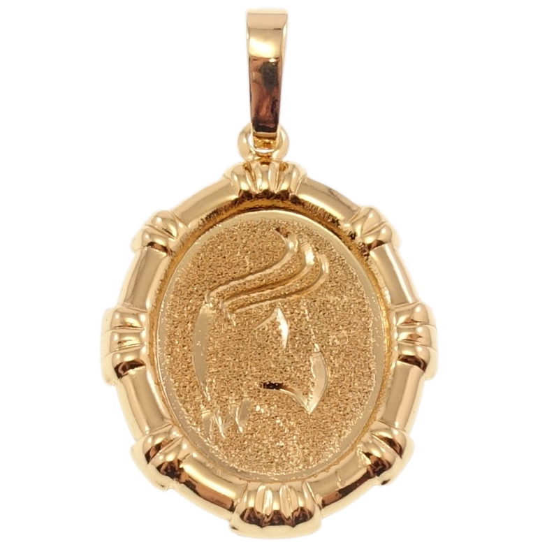 Кулон Xuping Позолота 18 К Овальный Медальон Знак Зодиака Козерог Шагренью и Алмазкой фото №1