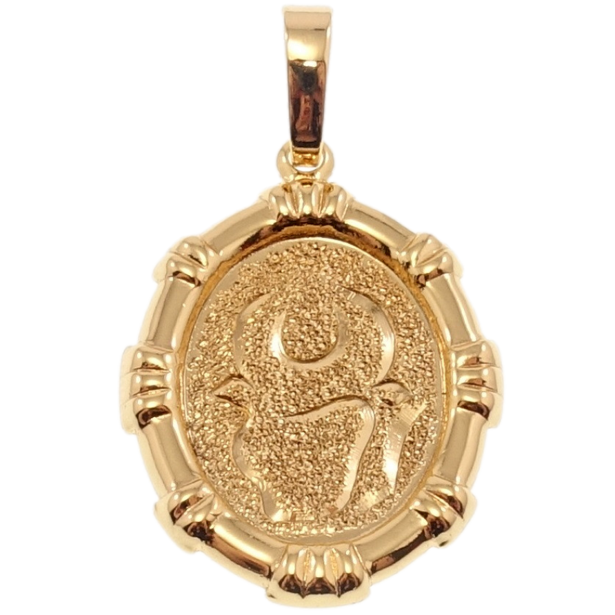 Кулон Xuping Позолота 18 К Овальный Медальон Знак Зодиака Телец Шагренью и Алмазкой фото №1