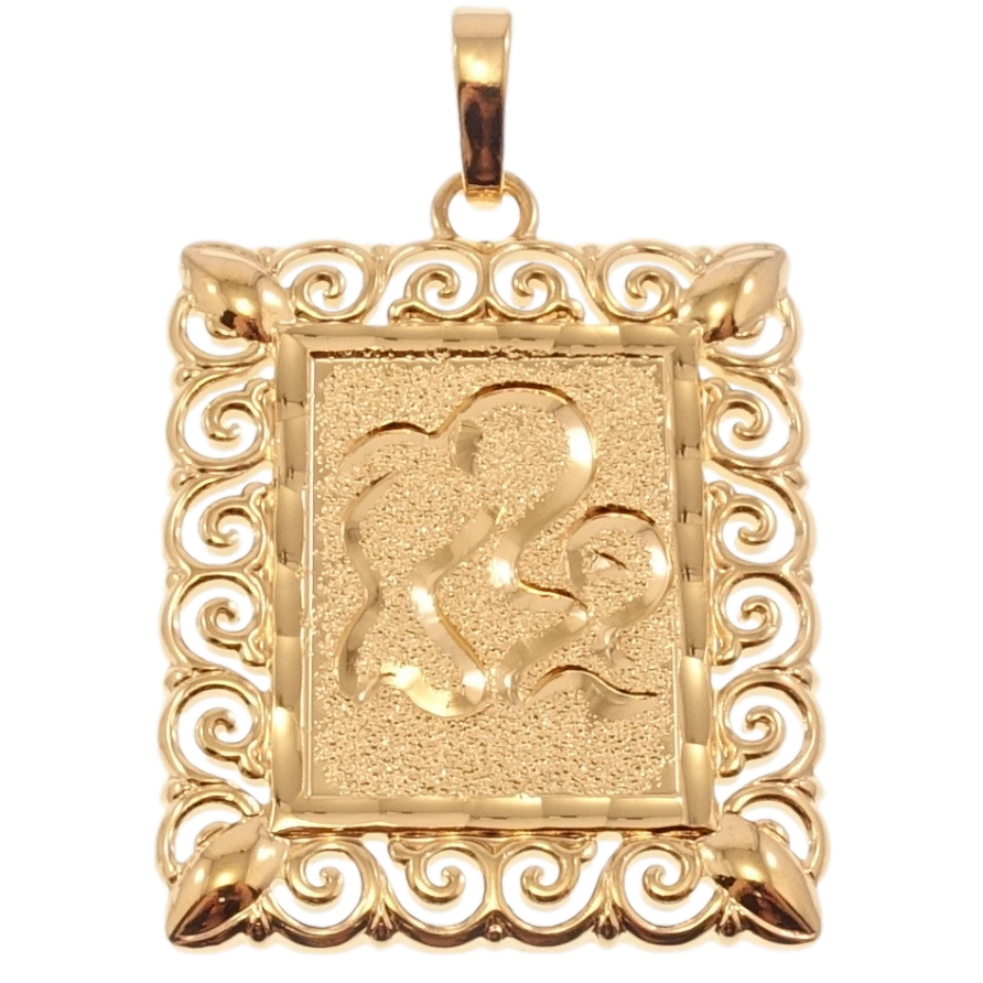 Кулон Xuping Позолота 18 К Прямокутний Медальйон Знак Зодіаку Риби Напилення Шагрень Вензельна Оправа фото №1