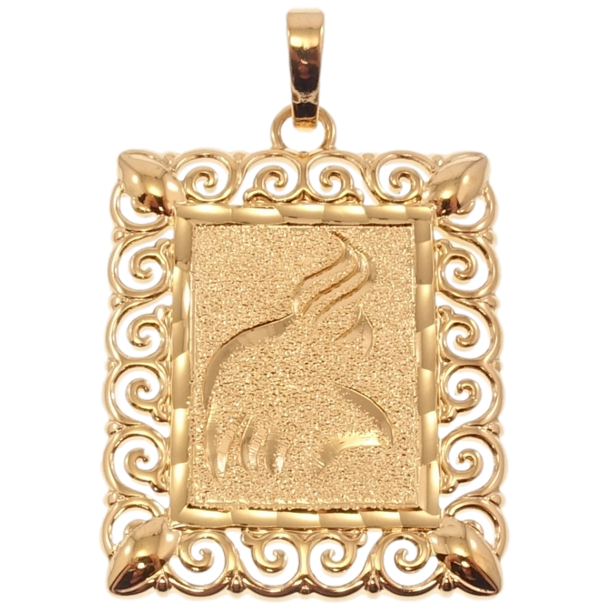 Кулон Xuping Позолота 18 К Прямокутний Медальйон Знак Зодіаку Козеріг Напилення Шагрень Вензельна Оправа фото №1