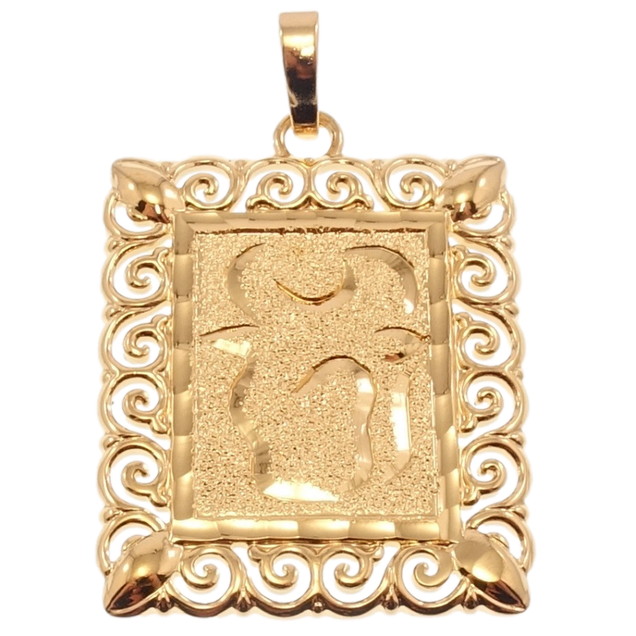 Кулон Xuping Позолота 18 К Прямокутний Медальйон Знак Зодіаку Телець Напилення Шагрень Вензельна Оправа фото №1