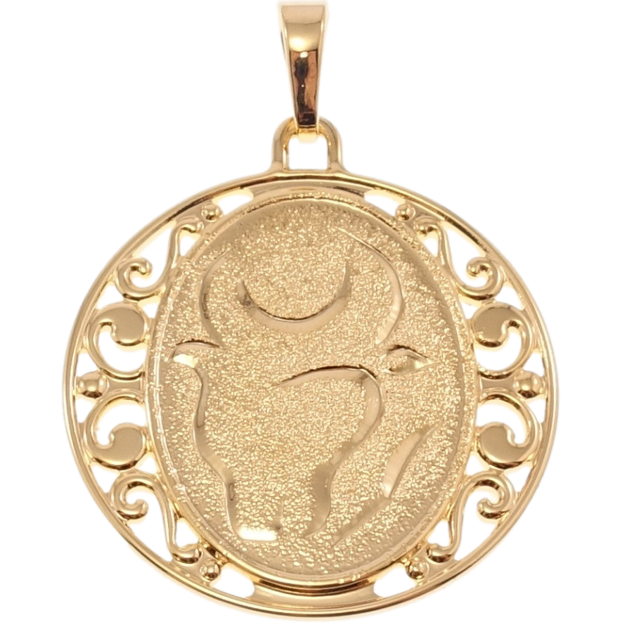 Кулон Xuping Позолота 18 К Знак Зодиака Телец Декор Шагрень и Вензельный Узор фото №1