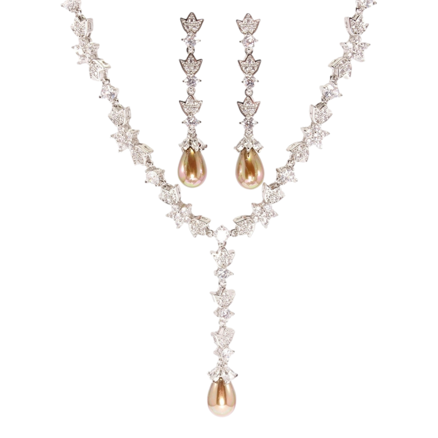 Набор Xuping Родий Серьги Колье Цветочное совершенство размер 43,5см х 6-8мм фото №1