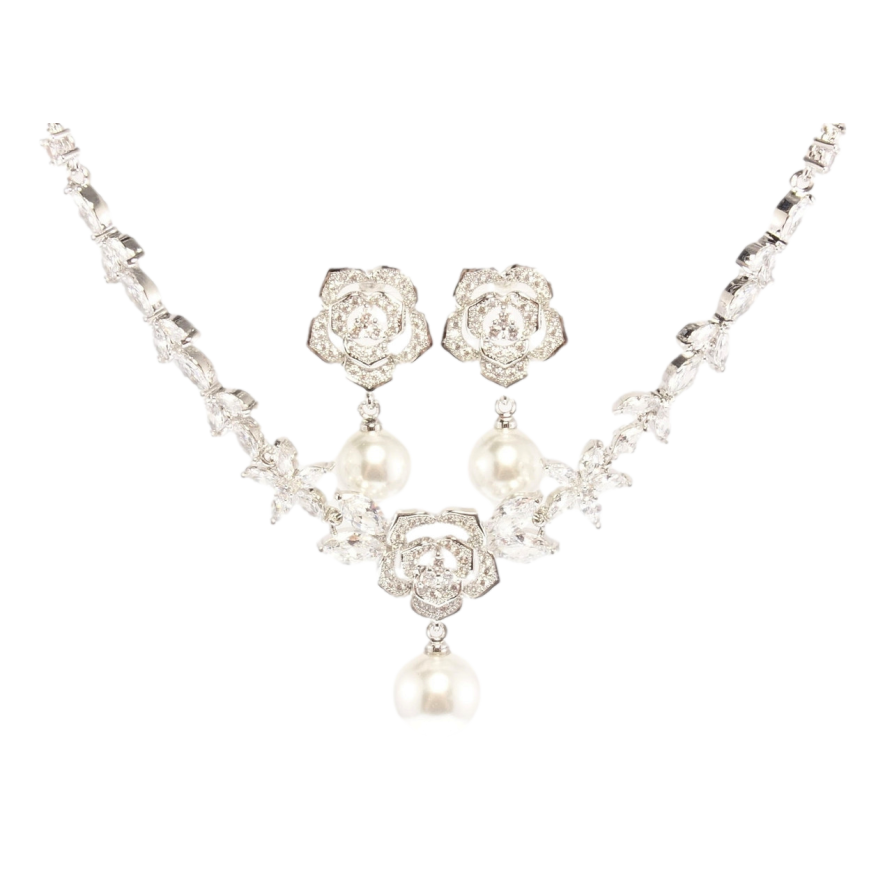 Набор Xuping Родий Серьги Колье Изящный цветок размер 45см х 3-9мм фото №1