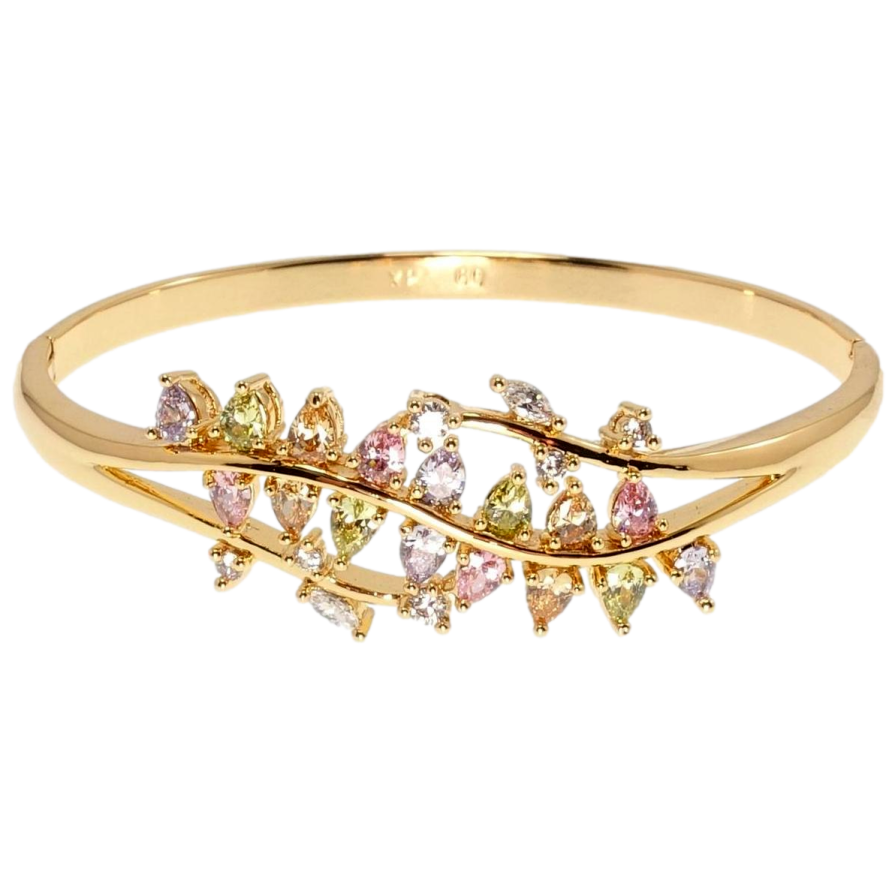 Браслет Xuping Позолота 18K Живописний орнамент із кольоровим цирконієм ø 6см фото №1