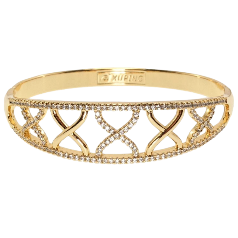 Браслет Xuping Позолота 18K Орнамент хрестиками з цирконієм ø 5,8см фото №1